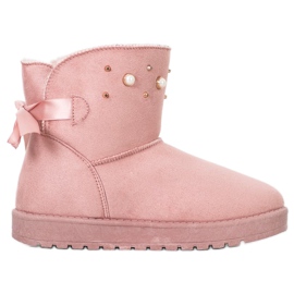 SHELOVET Mukluki med pärlor rosa