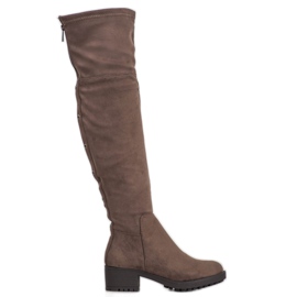 Super Me Lårstövlar på plattformen grön