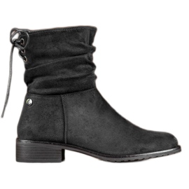 Flyfor Mocka stövlar på en platt häl svart