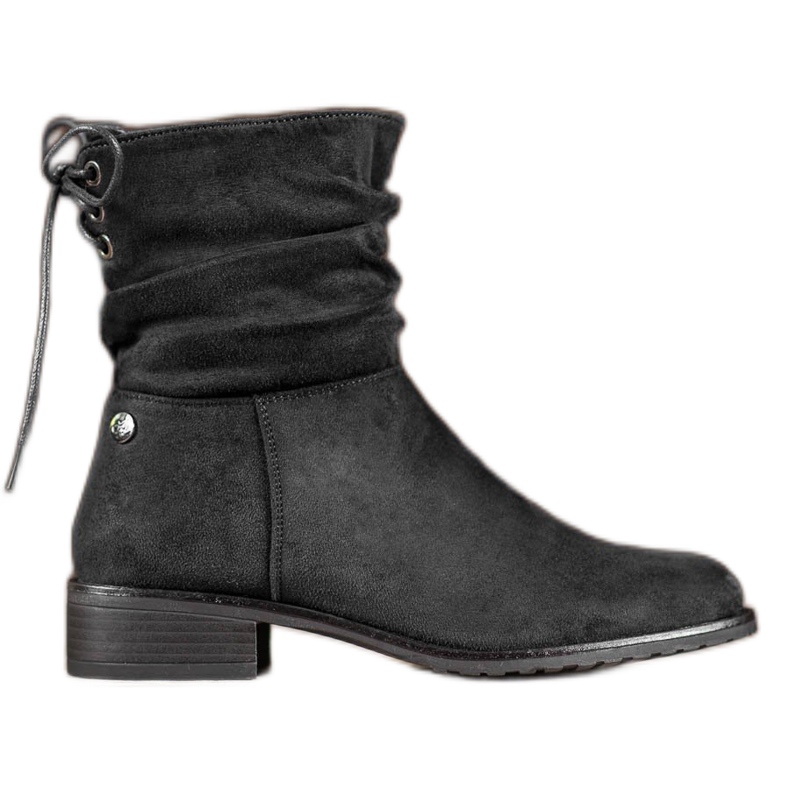 Flyfor Mocka stövlar på en platt häl svart