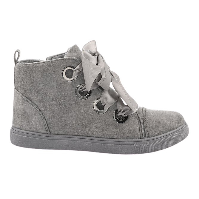 Mocka stövlar och rosetter TL0147 grå