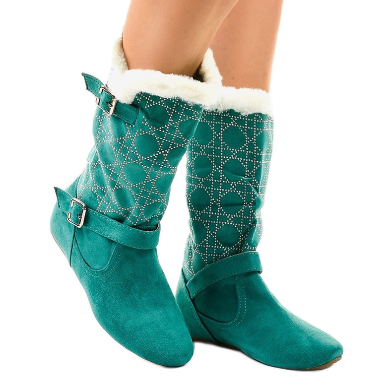 Gröna platta stövlar till mitten av kalven R100