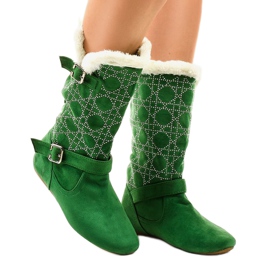 Gröna platta stövlar till mitten av kalven R100