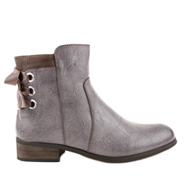 Kaki platta stövlar med päls 1184-PA mångfärgad grön