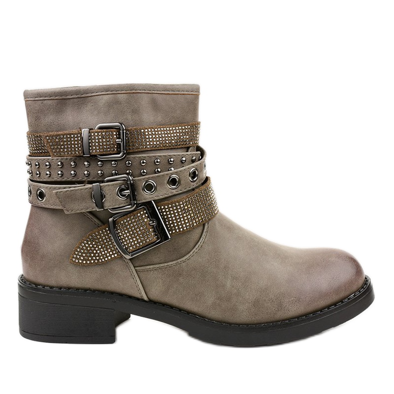 Kaki stövlade stövletter med 7365-PA-spänne grön