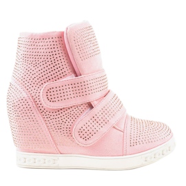 Rosa wedge sneakers med dubbar KLS-112-4