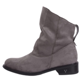 Grå stövlar med skrynkliga överdelar 6672 Grå