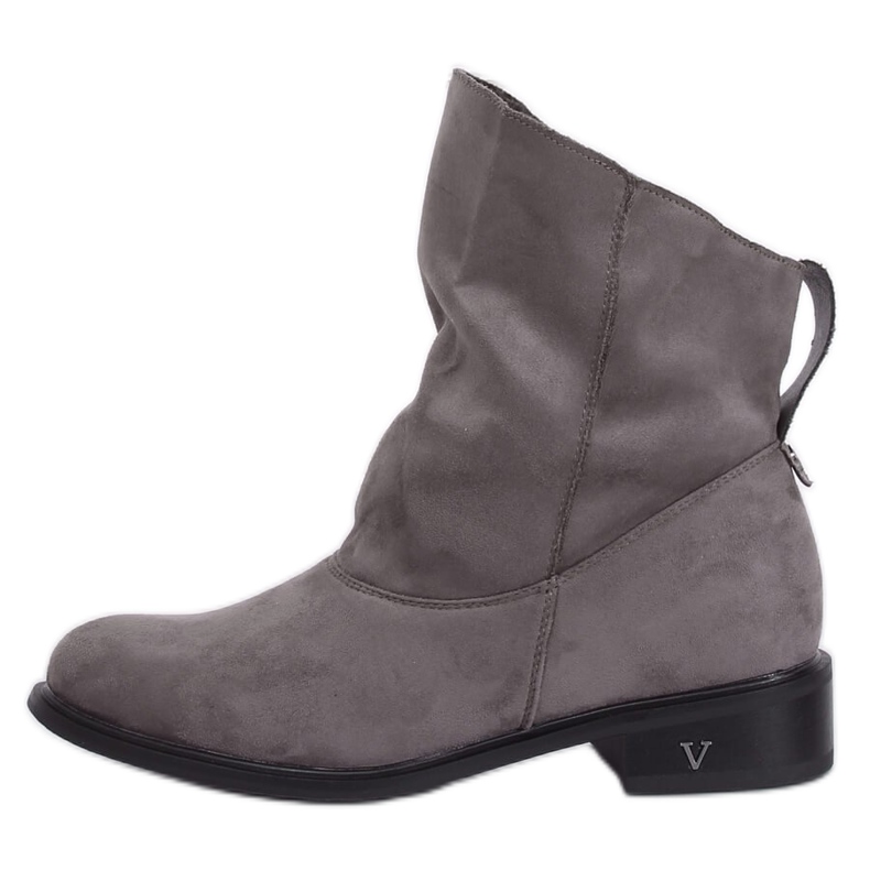 Grå stövlar med skrynkliga överdelar 6672 Grå