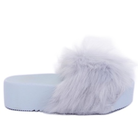 Grå Tofflor med päls CK77P Grå II Kvalitet