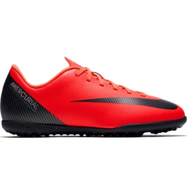 Nike Mercurial Vapor X 12 Club Gs CR7 Tf Jr AJ3106 600 fotbollsskor mångfärgad röd