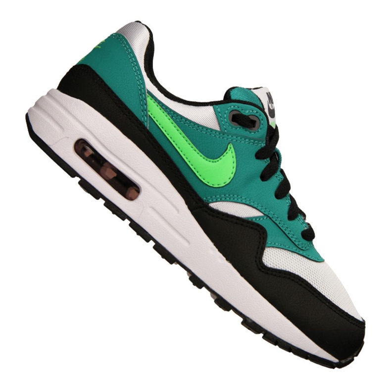 Nike Air Max 1 Gs Jr 807602-111 skor svart mångfärgad grön