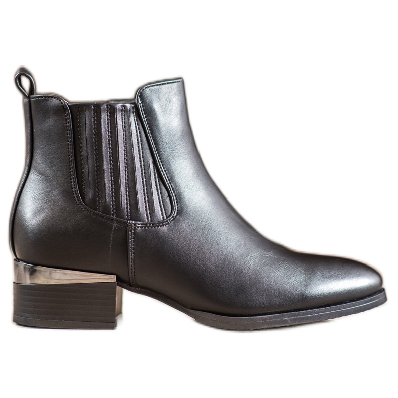 Super Mode Stövlar med dekorativ häl svart