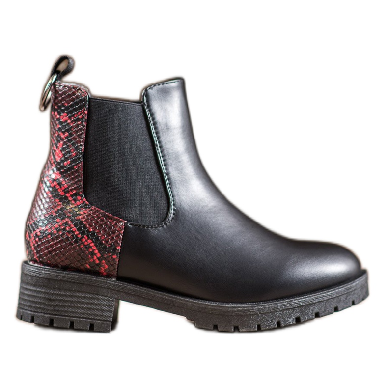 Erino High Chelsea Boots Ormtryck svart röd