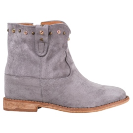 Bella Paris Cowboystövlar i mocka med jetstrålar grå