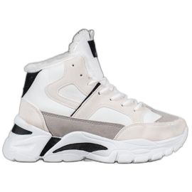 Bella Paris Sneakers med päls vit mångfärgad