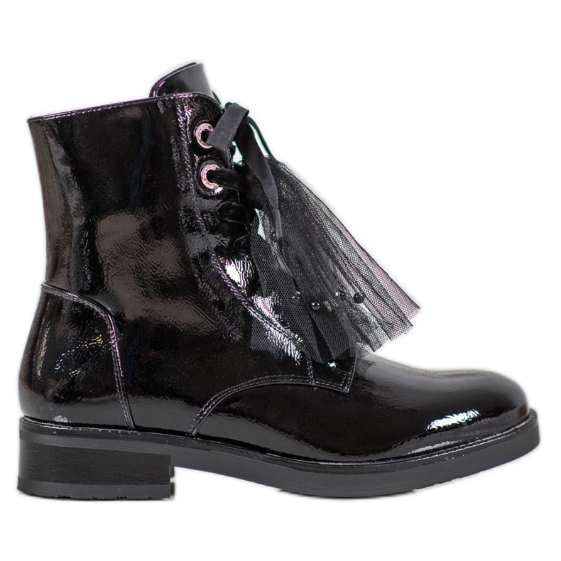 SHELOVET Lackerade Eco Leather -arbetare svart