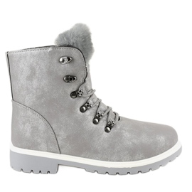 Grå, varma snöriga stövlar TL02-1