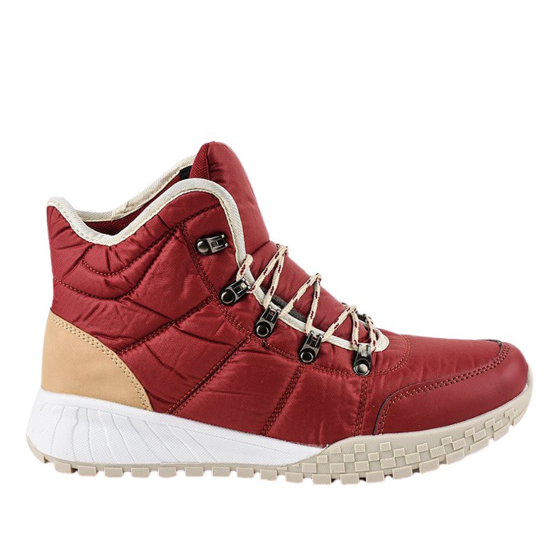 Röda, isolerade snörstövlar F118-1