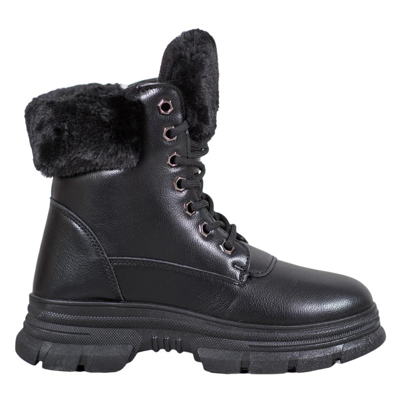 SHELOVET Snörarbetare med päls svart