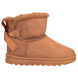 SHELOVET Varm Mukluki med en rosett brun