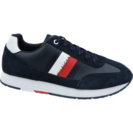 Tommy Hilfiger Corporate Leather Flag Runner M FM0FM02380 403 marinblå