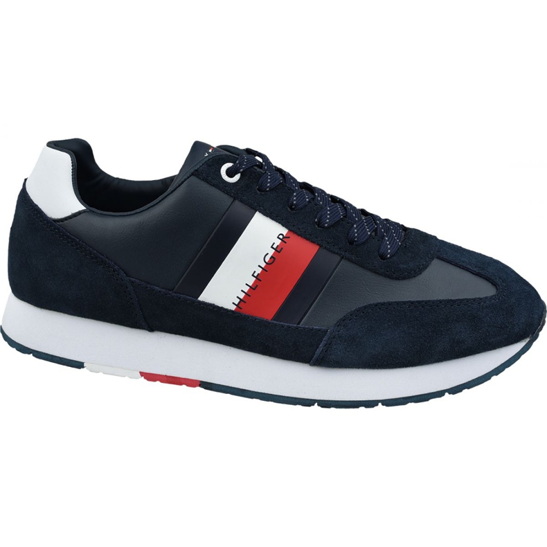 Tommy Hilfiger Corporate Leather Flag Runner M FM0FM02380 403 marinblå