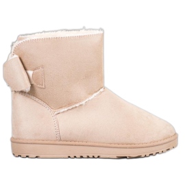 SHELOVET Beige Mukluki Med En Rosett