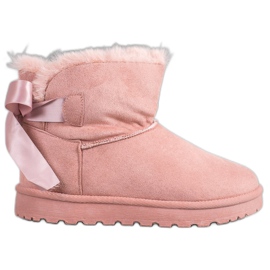 SHELOVET Varm Mukluki med en rosett rosa