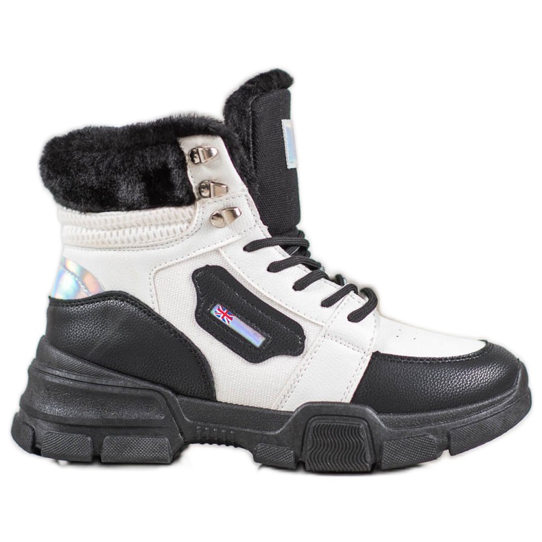 Yes Mile Sneakers med päls vit svart