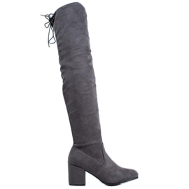 SHELOVET Bekväma högklackade stövlar grå
