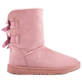 Haver Varma snöskor med rosetter rosa