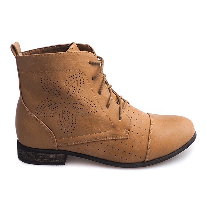 Openwork Lace-Up Boots 248 Camel brun