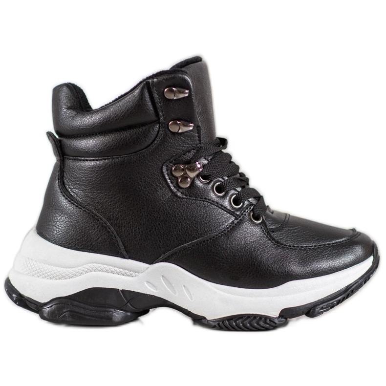 Ideal Shoes Eco Leather Sneakers svart