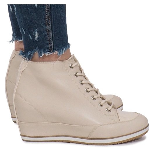Beige Wedge Sneakers med Capucine -dragkedja