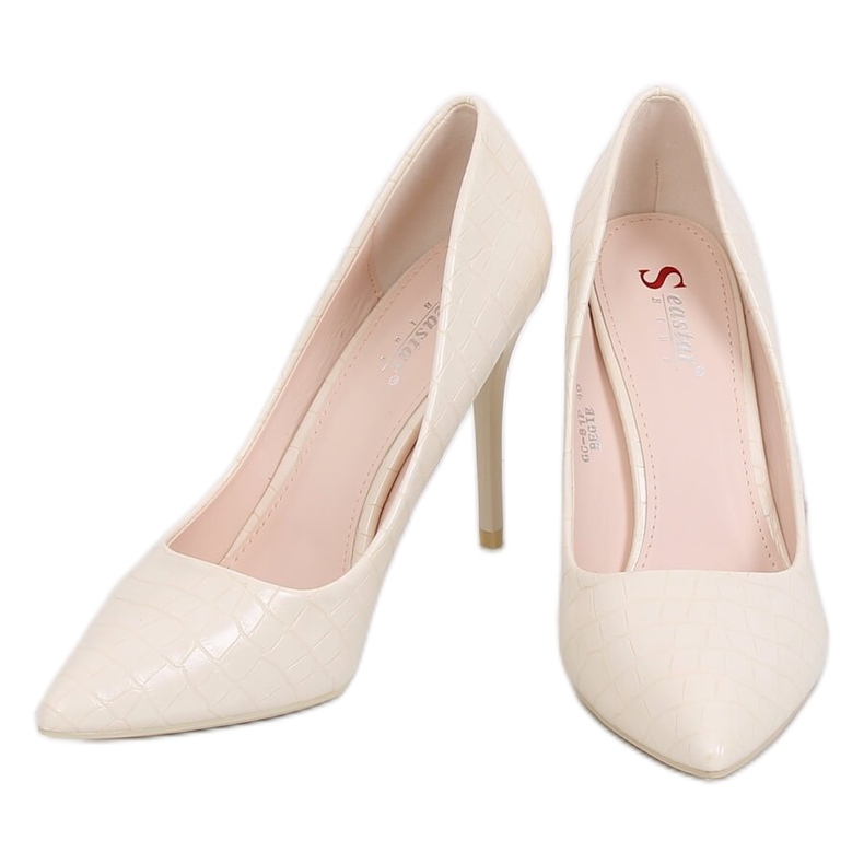 Kvinnors höga klackar ormskinn beige GG-81P Beige