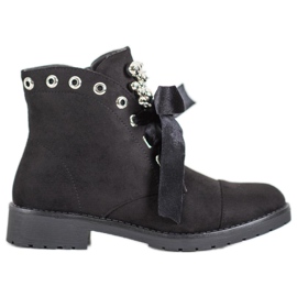 Bella Paris Stövlar med en dekorativ rosett svart