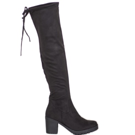 SHELOVET Mocka Platform stövlar svart