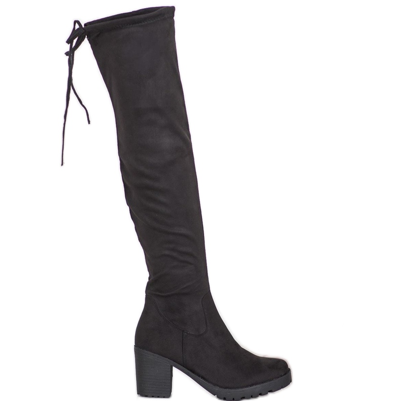 SHELOVET Mocka Platform stövlar svart