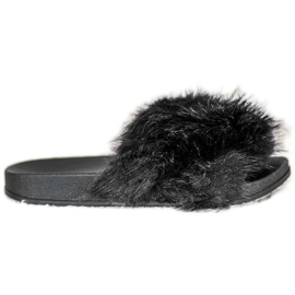 SHELOVET Bekväma päls tofflor svart