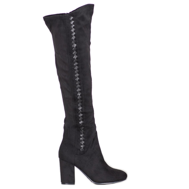 SDS Högklackade stövlar i mocka svart