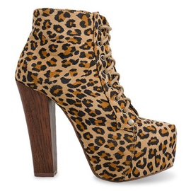 Massiva stövlar på häl E347 Beige brun svart mångfärgad