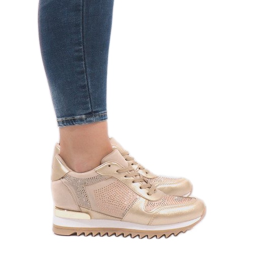 Gyllene sneakers på kilen G-125