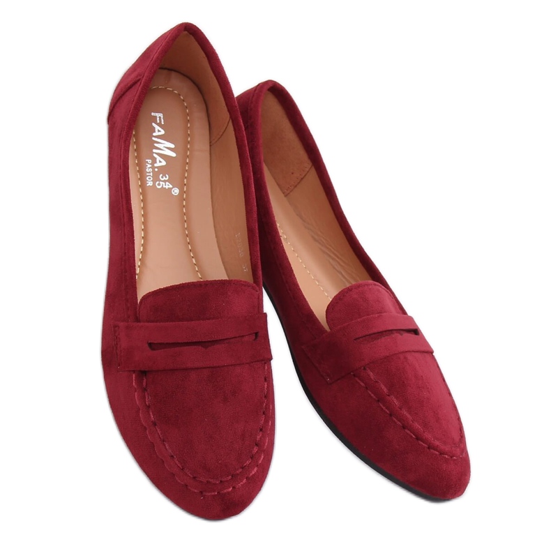 Burgundy loafers för kvinnor B2030 Vin röd