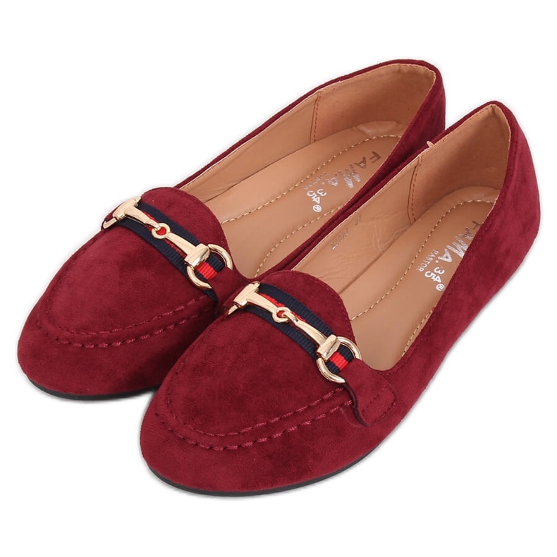 Burgundy loafers för kvinnor B2027 Vin röd