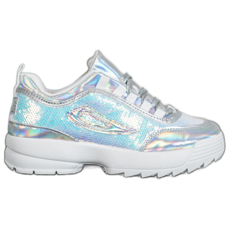 SHELOVET Sneakers med paljetter vit grå
