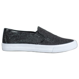 SHELOVET Slip On Sneakers Med Glitter svart
