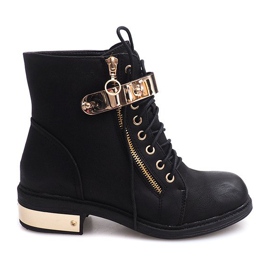 Snörning i fotledskor med spänne F03 Svart