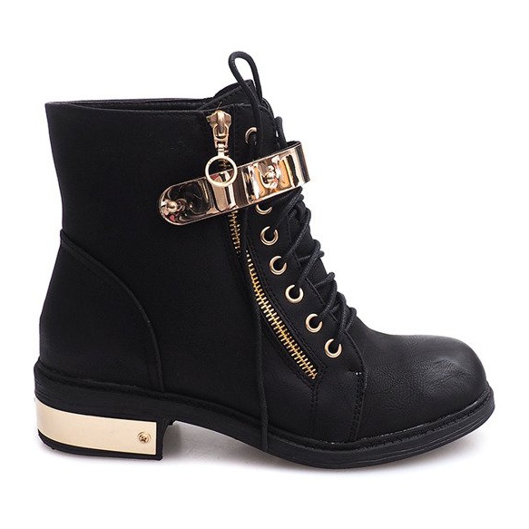 Snörning i fotledskor med spänne F03 Svart