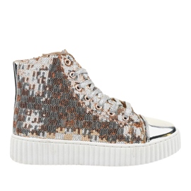 Silver sneakers på en plattform med 1761 dragkedjor grå