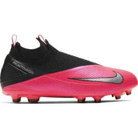 Nike Phantom Vsn 2 Elite Df FG / MG Jr CD4062-606 fotbollsskor röd-rosa, svart rosa